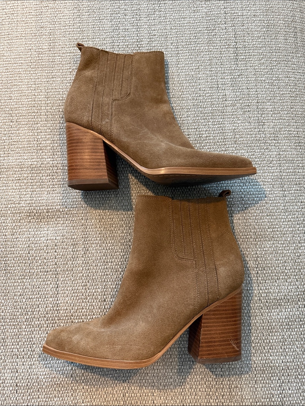 Mark Fisher Suede Block Heel Ankle Boots - Taupe